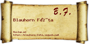 Blauhorn Fáta névjegykártya